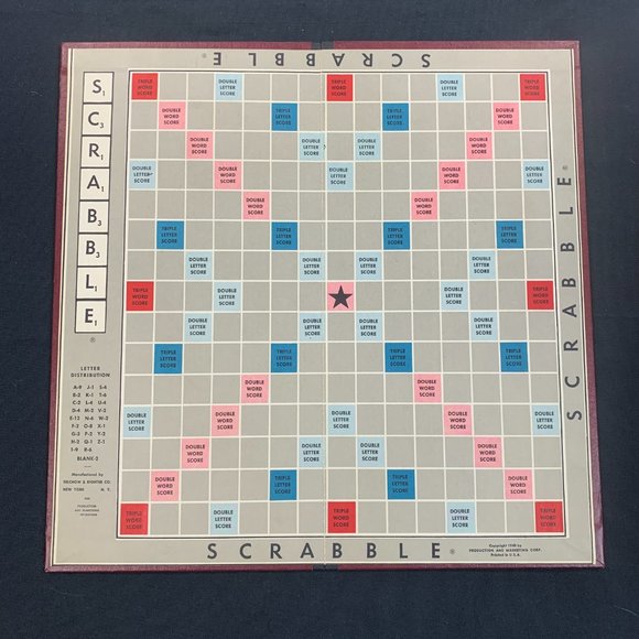 Scrabble Board with Original Box Vintage Copyright 1949 - Picture 1 of 6